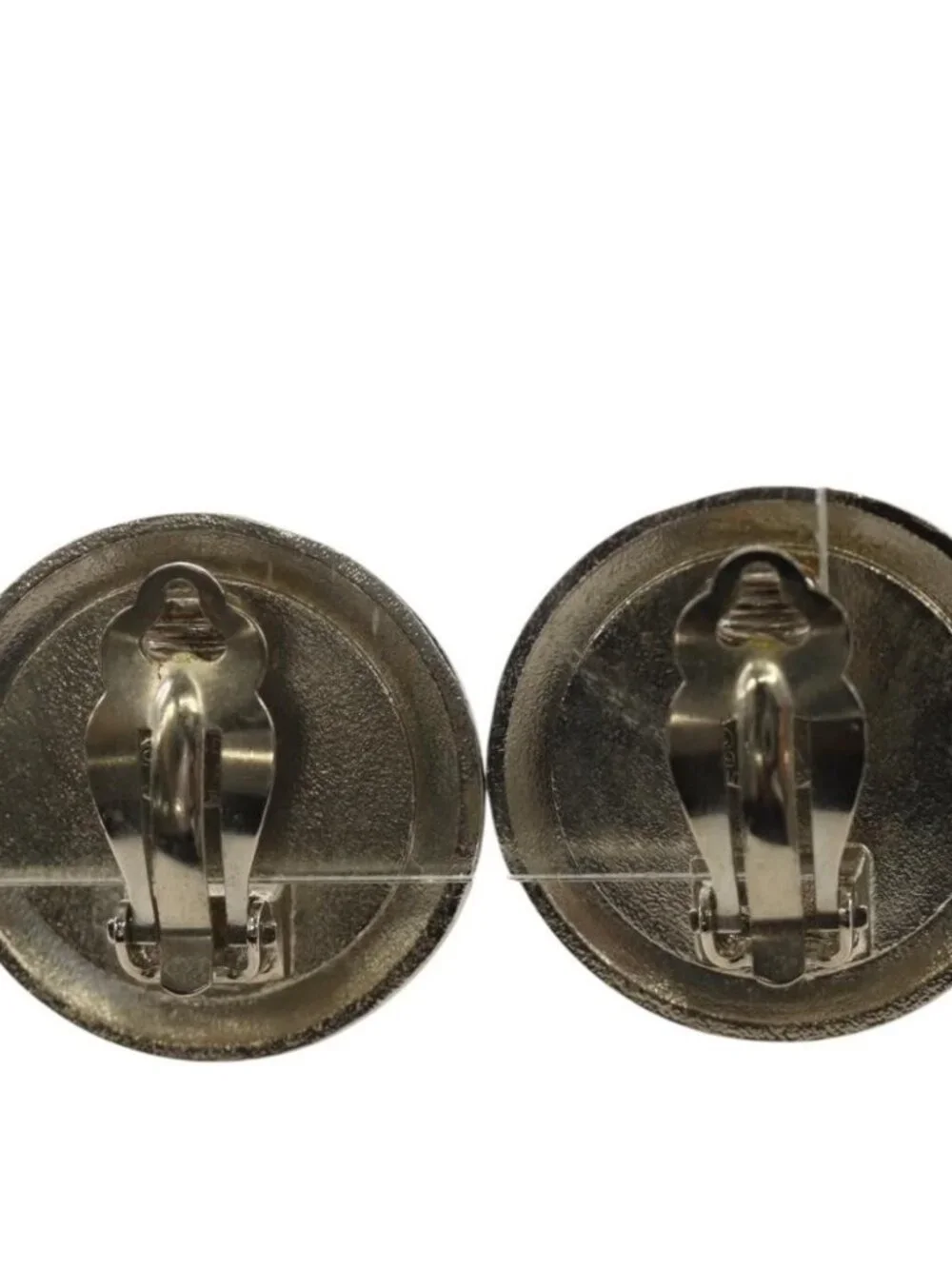 CHANEL COCO Mark Earring metal Silver tone CC Auth 183120M